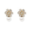 Flower shape Pearl an Gold and Diamond Earrings - Baby FitaihiFlower shape Pearl an Gold and Diamond Earrings