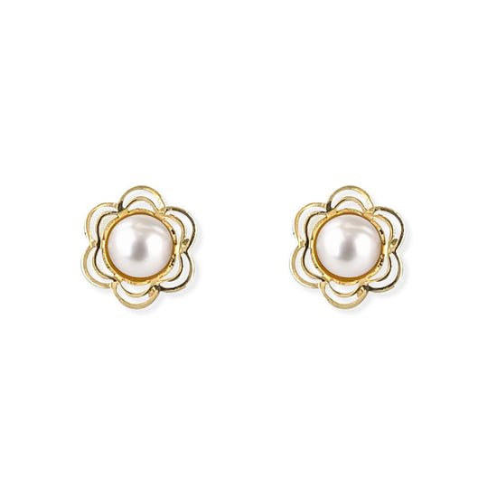 Flower shape Pearl Earring - Baby FitaihiFlower shape Pearl Earring