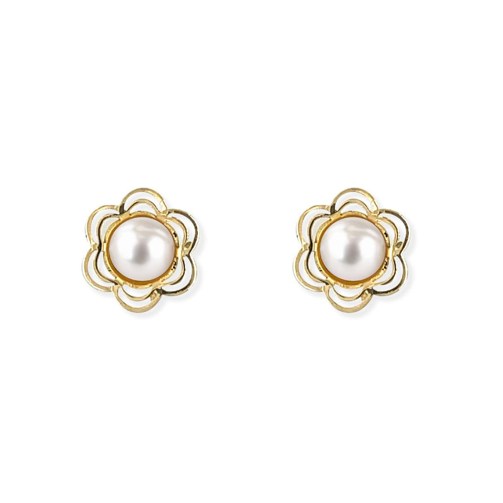 Flower shape Pearl Earring - Baby FitaihiFlower shape Pearl Earring