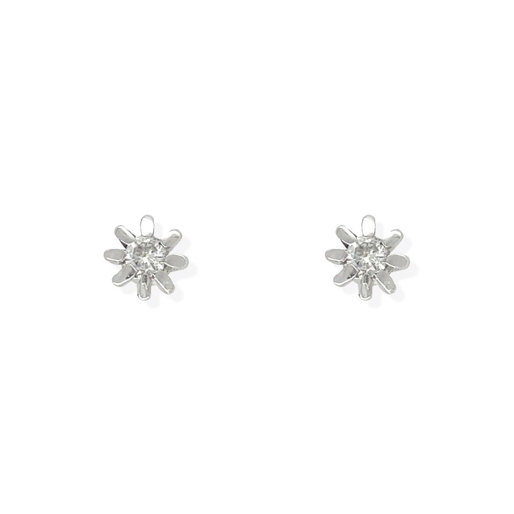 Flower shape White Gold and Diamond Earrings - Baby FitaihiFlower shape White Gold and Diamond Earrings