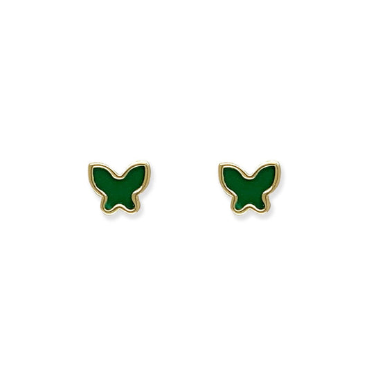 Green Butterfly Gold Earrings - Baby FitaihiGreen Butterfly Gold Earrings