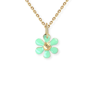 Green Enamel Flower Necklace - Baby FitaihiGreen Enamel Flower Necklace