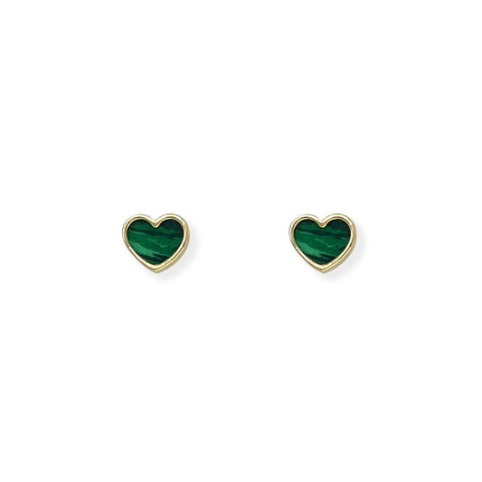 Green Heart Shape Gold Earrings - Baby FitaihiGreen Heart Shape Gold Earrings