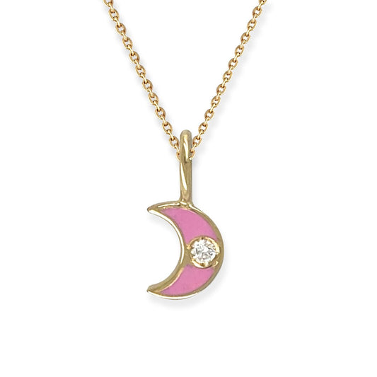 Half Moon Gold and Diamond Necklace - Baby FitaihiHalf Moon Gold and Diamond Necklace