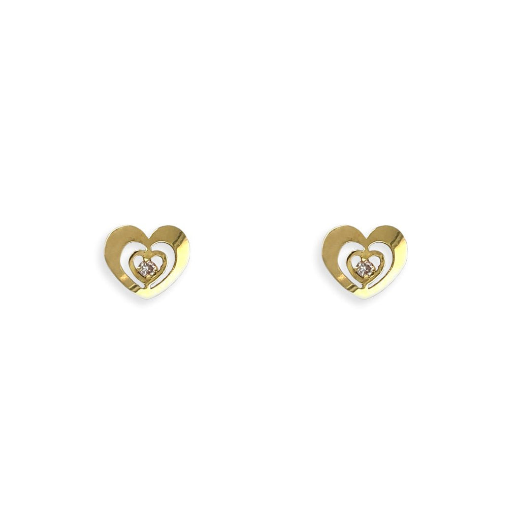 Heart Shape Gold and Diamond Earring - Baby FitaihiHeart Shape Gold and Diamond Earring