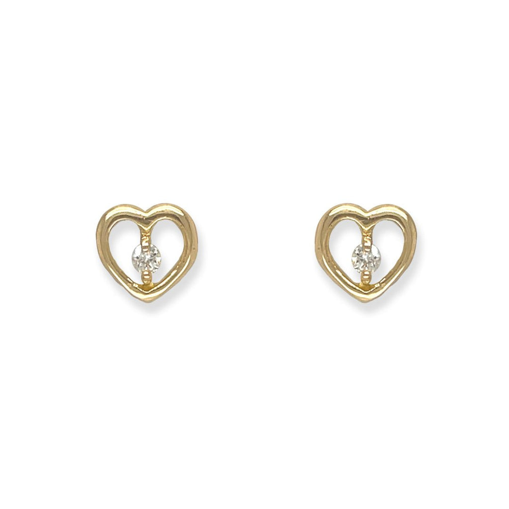 Heart Shape Gold and Diamond Earring - Baby FitaihiHeart Shape Gold and Diamond Earring