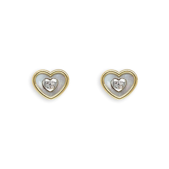 Heart shape Gold and Diamond Earring - Baby FitaihiHeart shape Gold and Diamond Earring