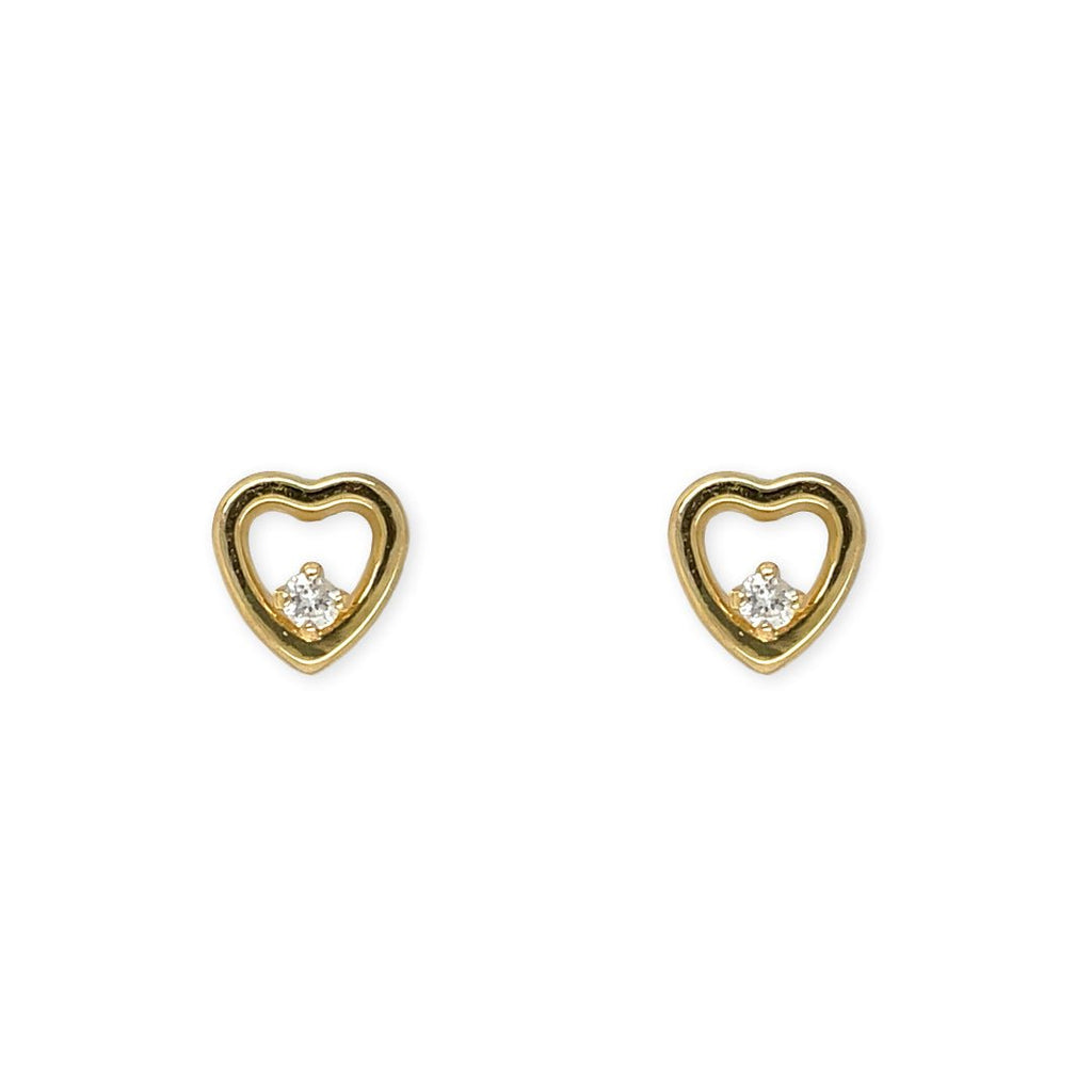 Heart Shape Gold and Diamond Earring - Baby FitaihiHeart Shape Gold and Diamond Earring