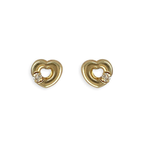 Heart shape Gold and Diamond Earrings - Baby FitaihiHeart shape Gold and Diamond Earrings