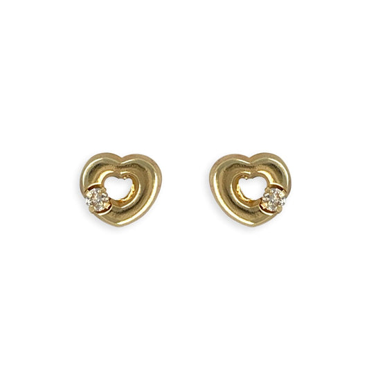 Heart shape Gold and Diamond Earrings - Baby FitaihiHeart shape Gold and Diamond Earrings