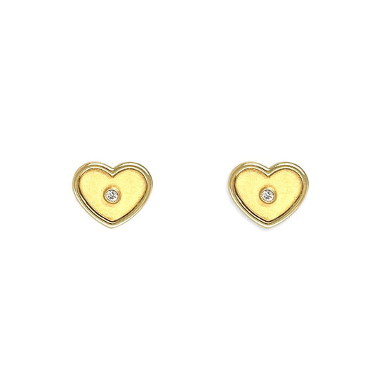 Heart shape Gold and Diamond Earrings - Baby FitaihiHeart shape Gold and Diamond Earrings