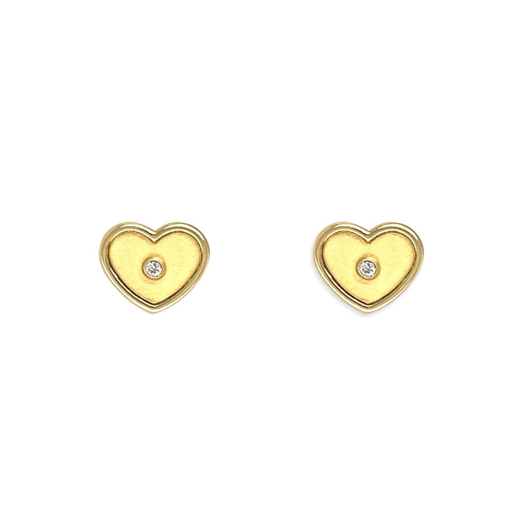 Heart shape Gold and Diamond Earrings - Baby FitaihiHeart shape Gold and Diamond Earrings