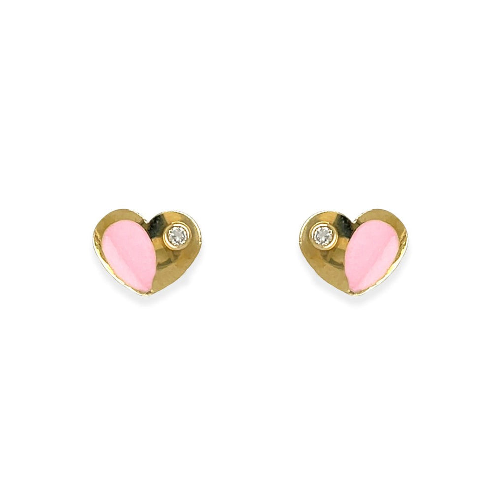 Heart shape Gold and Diamond Earrings - Baby FitaihiHeart shape Gold and Diamond Earrings