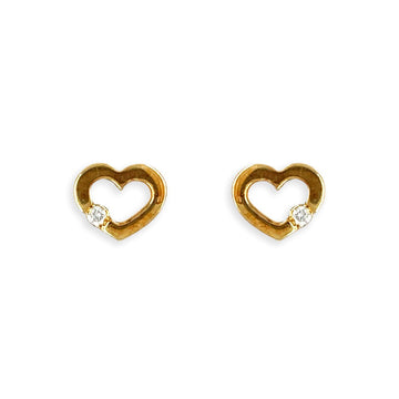 Heart Shape Gold and Diamond Earrings - Baby FitaihiHeart Shape Gold and Diamond Earrings