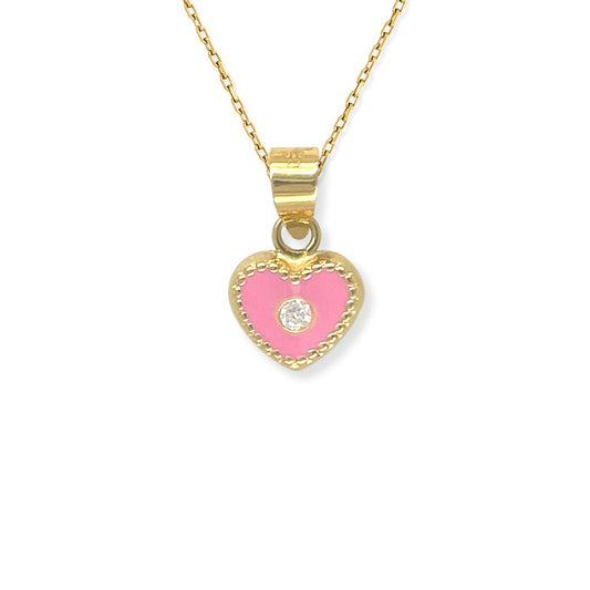 Heart Shape Gold and Diamond Necklace - Baby FitaihiHeart Shape Gold and Diamond Necklace