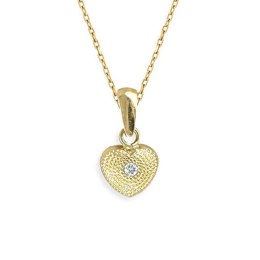 Heart shape Gold and Diamond Necklace - Baby FitaihiHeart shape Gold and Diamond Necklace