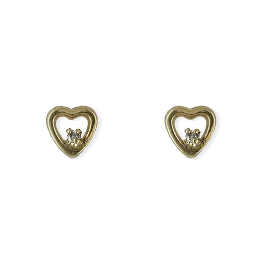 Heart Shape Gold & Diamond Earrings - Baby FitaihiHeart Shape Gold & Diamond Earrings