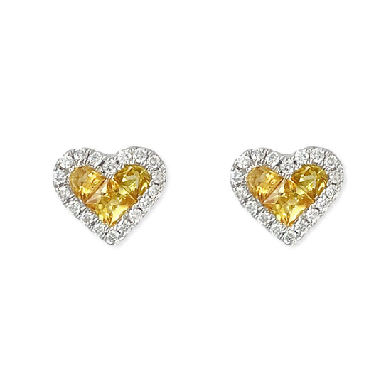 Heart Shape Gold & Diamond Earrings - Baby FitaihiHeart Shape Gold & Diamond Earrings
