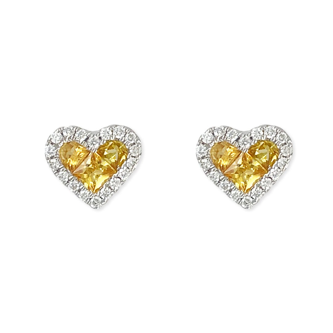 Heart Shape Gold & Diamond Earrings - Baby FitaihiHeart Shape Gold & Diamond Earrings