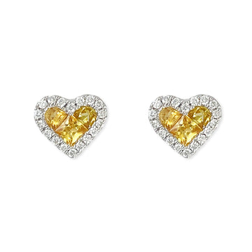 Heart Shape Gold & Diamond Earrings - Baby FitaihiHeart Shape Gold & Diamond Earrings