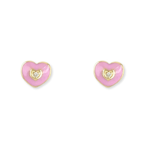 Heart Shape Gold & Diamond Earrings - Baby FitaihiHeart Shape Gold & Diamond Earrings