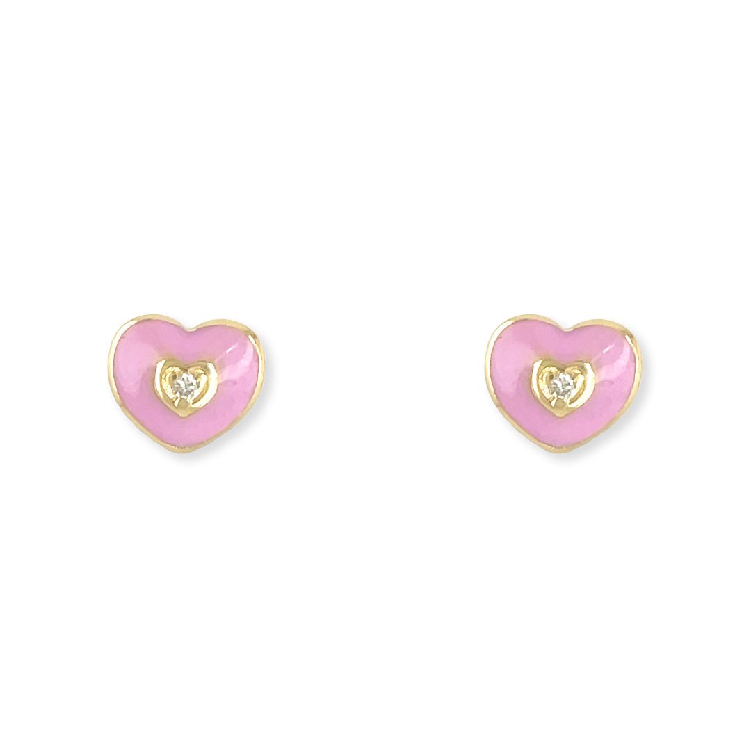 Heart Shape Gold & Diamond Earrings - Baby FitaihiHeart Shape Gold & Diamond Earrings