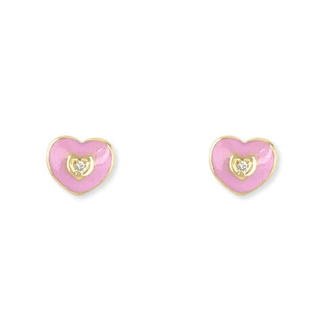 Heart Shape Gold & Diamond Earrings - Baby FitaihiHeart Shape Gold & Diamond Earrings