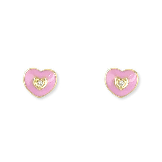 Heart Shape Gold & Diamond Earrings - Baby FitaihiHeart Shape Gold & Diamond Earrings