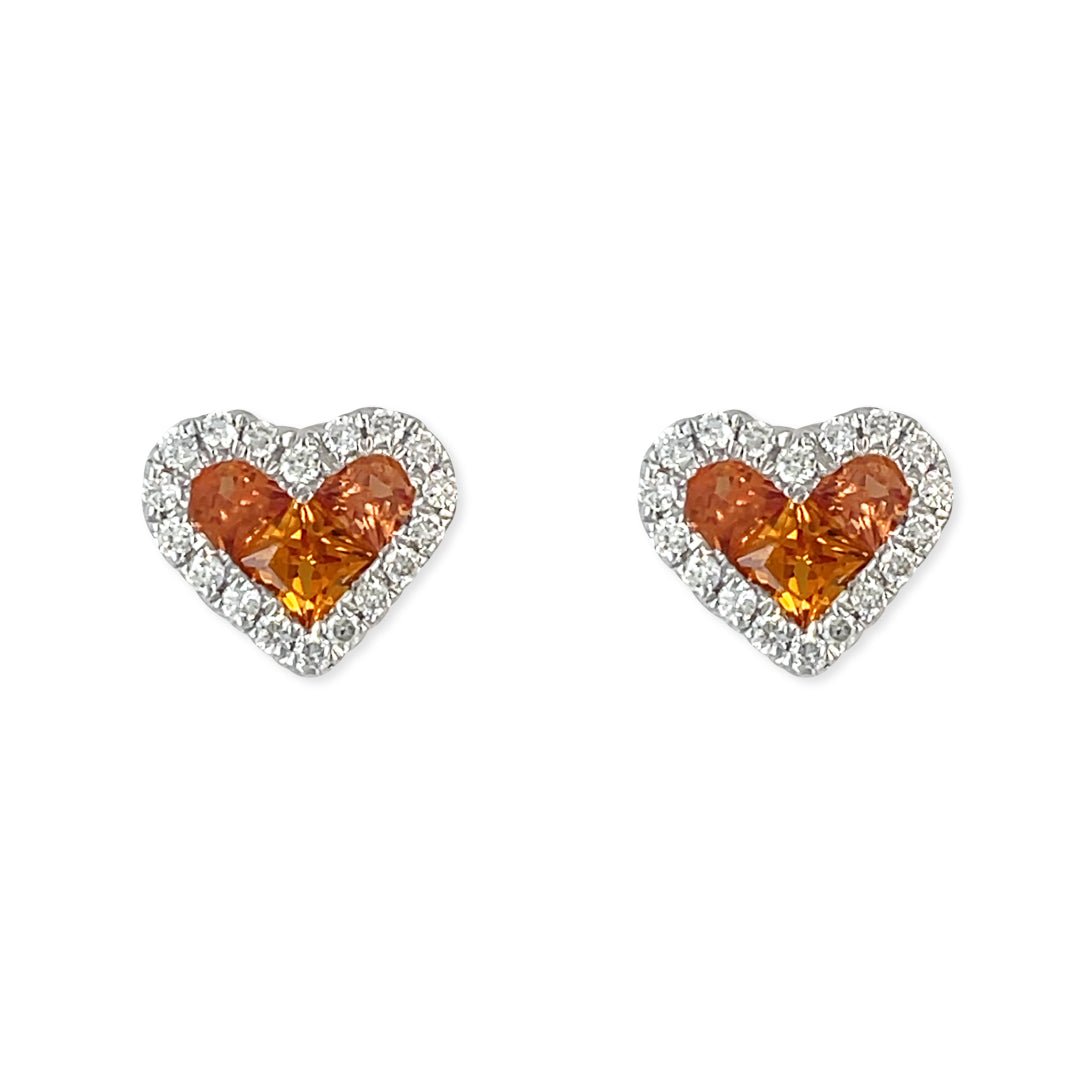 Heart Shape Gold & Diamond Earrings - Baby FitaihiHeart Shape Gold & Diamond Earrings