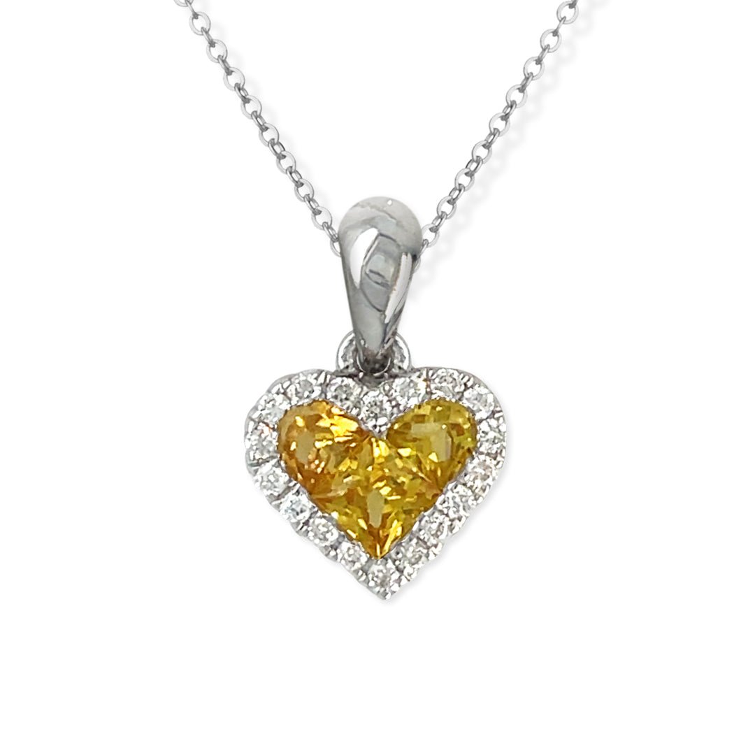Heart Shape Gold & Diamond Necklace - Baby FitaihiHeart Shape Gold & Diamond Necklace