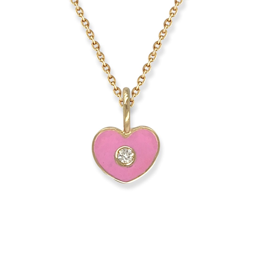 Heart Shape Pink Gold and Diamond Necklace - Baby FitaihiHeart Shape Pink Gold and Diamond Necklace