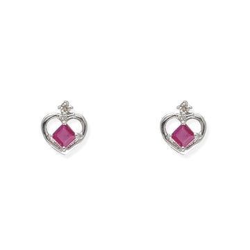 Heart Shaped Ruby & Diamond Earring - Baby FitaihiHeart Shaped Ruby & Diamond Earring