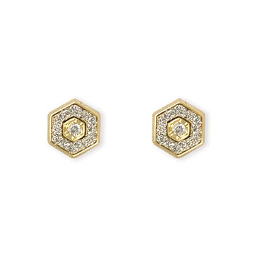 Hexagon Diamond Earrings - Baby FitaihiHexagon Diamond Earrings