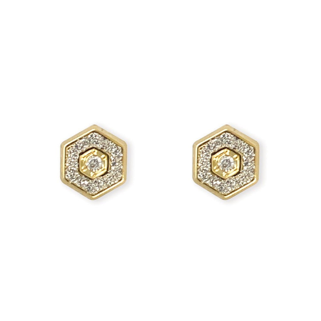 Hexagon Diamond Earrings - Baby FitaihiHexagon Diamond Earrings