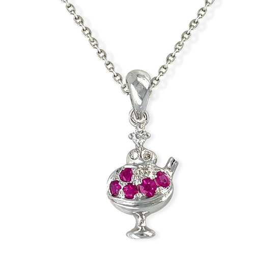 Ice cream Shape Gold & Diamond Necklace - Baby FitaihiIce cream Shape Gold & Diamond Necklace