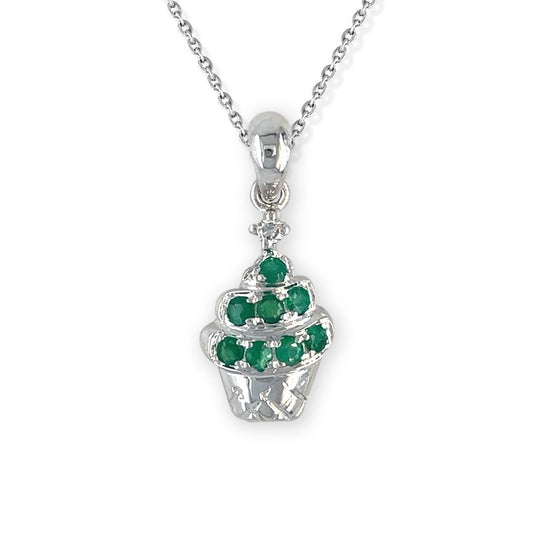 Ice Cream Shape Gold & Emerald Necklace - Baby FitaihiIce Cream Shape Gold & Emerald Necklace