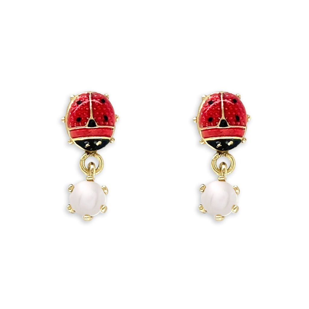 Ladybug And Pearl Earrings - Baby FitaihiLadybug And Pearl Earrings