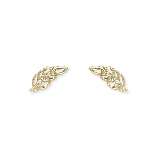 Leaf Shape Gold & Diamond Earrings - Baby FitaihiLeaf Shape Gold & Diamond Earrings