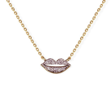Lip Shape Gold & Diamond Necklace - Baby FitaihiLip Shape Gold & Diamond Necklace