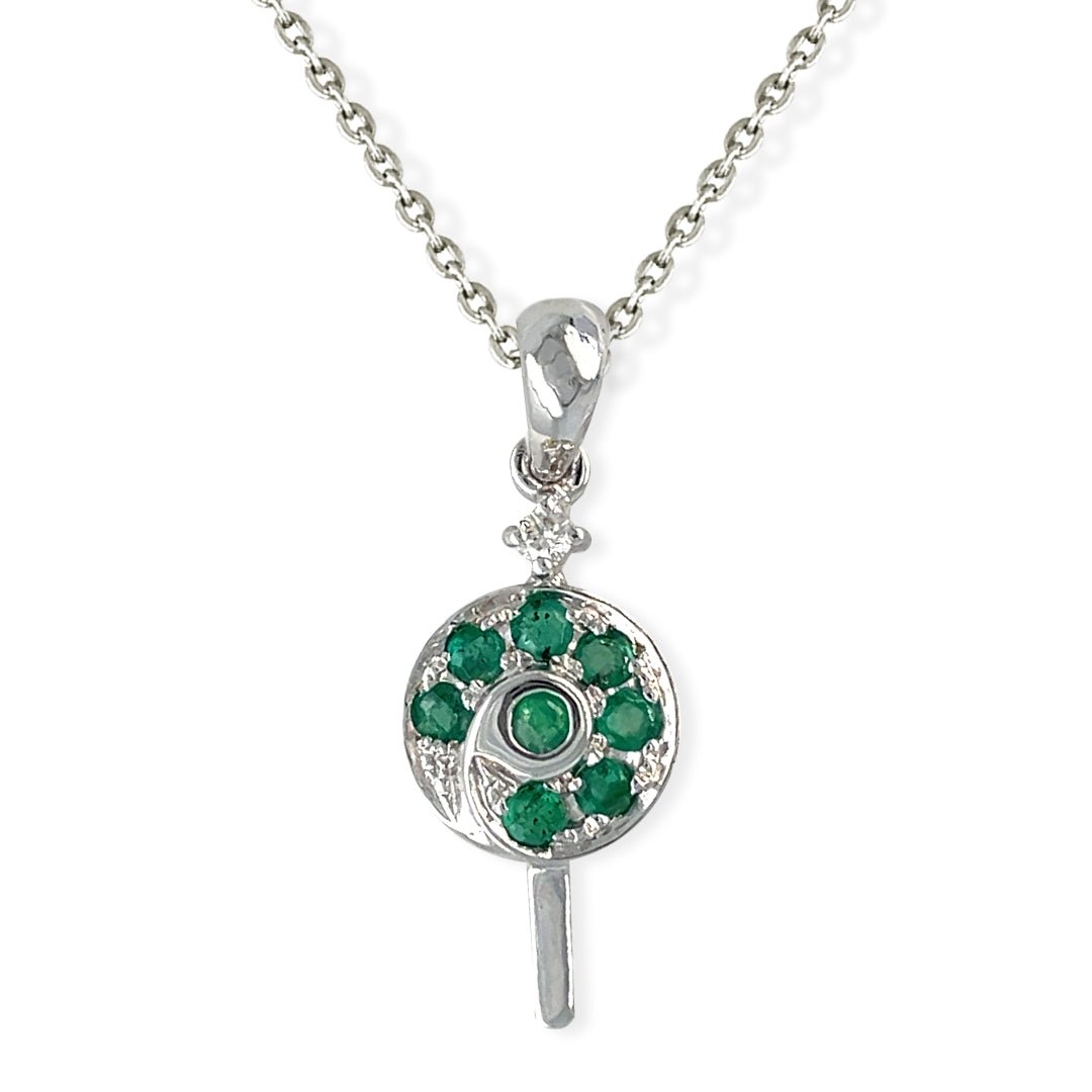 Lollypop Shape Gold & Diamond Necklace - Baby FitaihiLollypop Shape Gold & Diamond Necklace