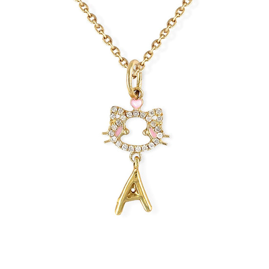 "Maya The Kitten" Necklace With The Letter "A" - Baby Fitaihi"Maya The Kitten" Necklace With The Letter "A"