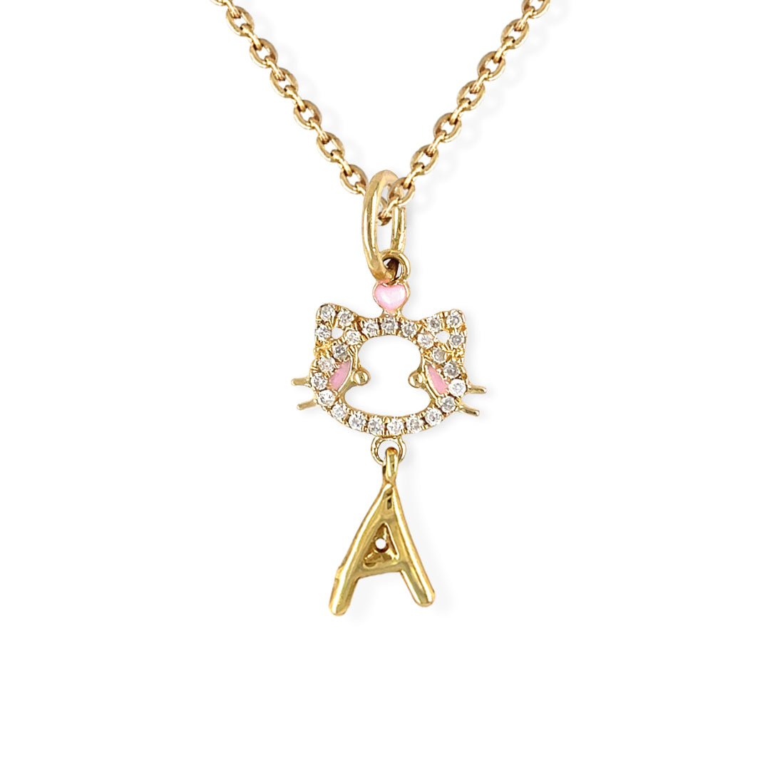 "Maya The Kitten" Necklace With The Letter "A" - Baby Fitaihi"Maya The Kitten" Necklace With The Letter "A"