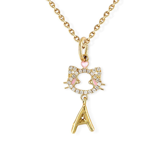 "Maya The Kitten" Necklace With The Letter "A" - Baby Fitaihi"Maya The Kitten" Necklace With The Letter "A"