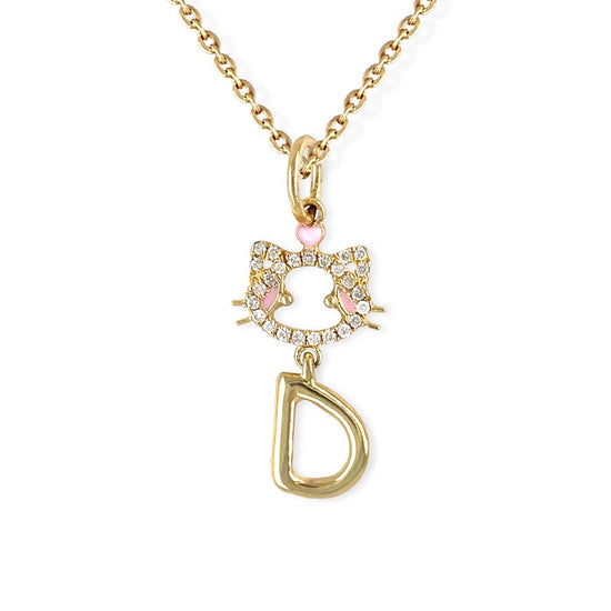 "Maya The Kitten" Necklace With The Letter "D" - Baby Fitaihi"Maya The Kitten" Necklace With The Letter "D"