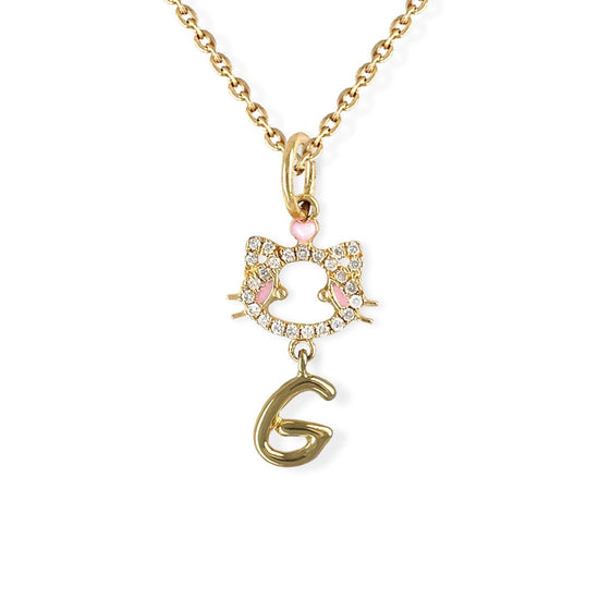 "Maya The Kitten" Necklace With The Letter "G" - Baby Fitaihi"Maya The Kitten" Necklace With The Letter "G"
