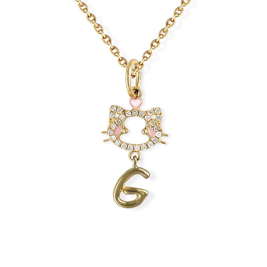 "Maya The Kitten" Necklace With The Letter "G" - Baby Fitaihi"Maya The Kitten" Necklace With The Letter "G"