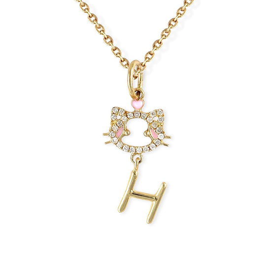 "Maya The Kitten" Necklace With The Letter "H" - Baby Fitaihi"Maya The Kitten" Necklace With The Letter "H"
