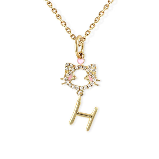 "Maya The Kitten" Necklace With The Letter "H" - Baby Fitaihi"Maya The Kitten" Necklace With The Letter "H"
