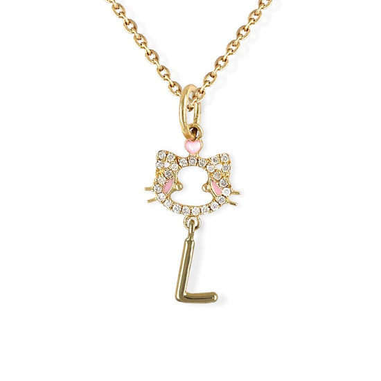 "Maya The Kitten" Necklace With The Letter "L" - Baby Fitaihi"Maya The Kitten" Necklace With The Letter "L"