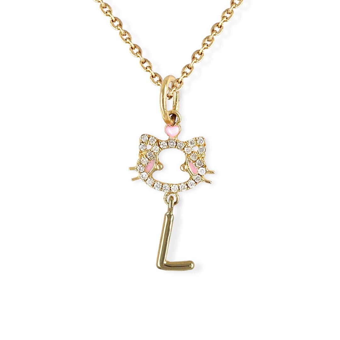 "Maya The Kitten" Necklace With The Letter "L" - Baby Fitaihi"Maya The Kitten" Necklace With The Letter "L"